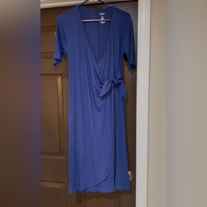 Elegant Blue Wrap Dress